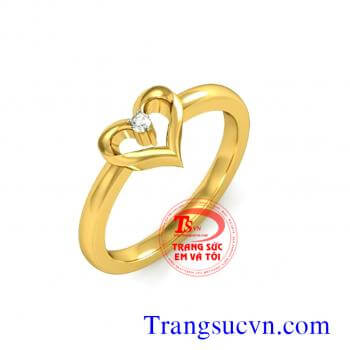Nhẫn nữ vàng gắn Kim Cương thiên nhiên dành cho phái đẹp, đeo hợp thời trang và quý phái