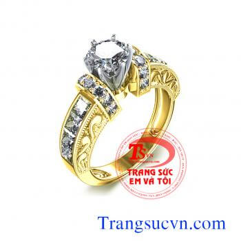 Nhẫn nữ vàng gắn Kim Cương thiên nhiên dành cho phái đẹp, đeo hợp thời trang và quý phái