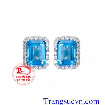 Hoa tai chữ nhật topaz 
