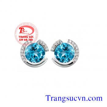 Hoa tai vàng trắng Topaz