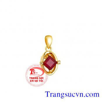 Mặt đá ruby thiên nhiên vàng tây 18k