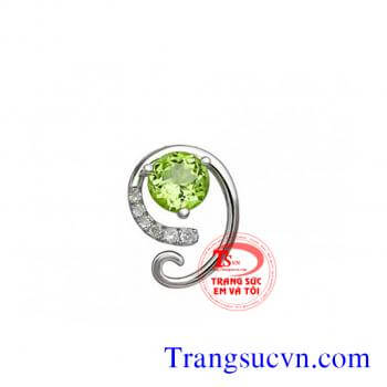 Mặt đá peridot thiên nhiên vàng trắng