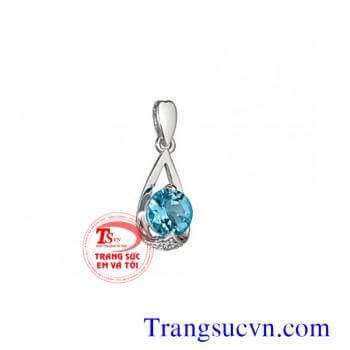 Mặt đá topaz vàng trắng thời trang