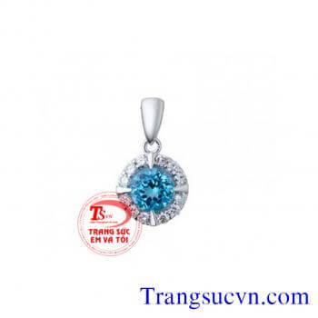 Mặt topaz đá tròn vàng tây 14k