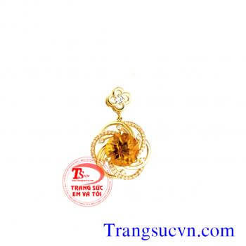 Mặt dây chuyền đá Citrine vàng 14k