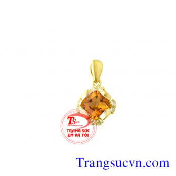 Thạch anh vàng mặt dây vàng tây 14k