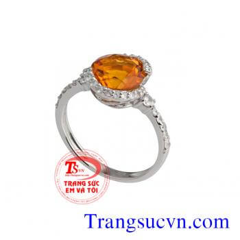 nhẫn nữ vàng tây gắn đá quý thiên nhiên, nhận và chế tác trên công nghệ 3D, nhận hàng và thanh toán tại nhà