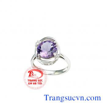 Nhẫn vàng trắng Amethyst