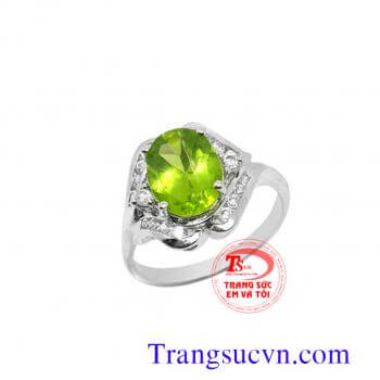 Peridot nhẫn nữ vàng trắng