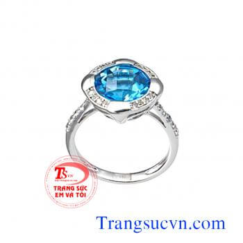 Nhẫn đá topaz vàng trắng đẹp