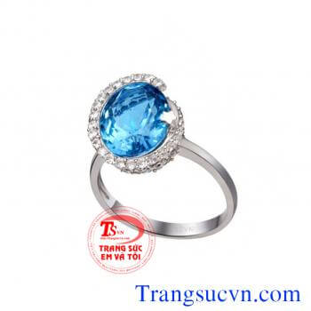 Nhẫn đá topaz xanh chất lượng