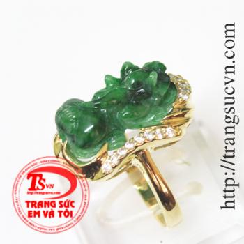 Nhẫn tỳ hưu vàng vàng 14k