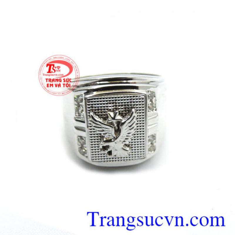 Nhẫn nam vàng trắng đại bàng tung cánh