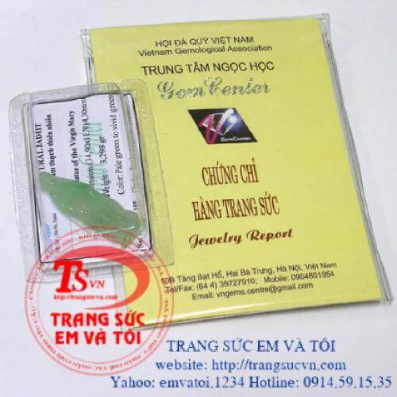 Mặt dây Đức Mẹ Maria Đồng Trinh - ngọc cẩm thạc - jadeit
