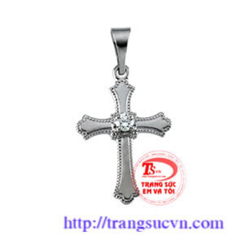 Mặt dây chuyền thánh giá vàng trắng