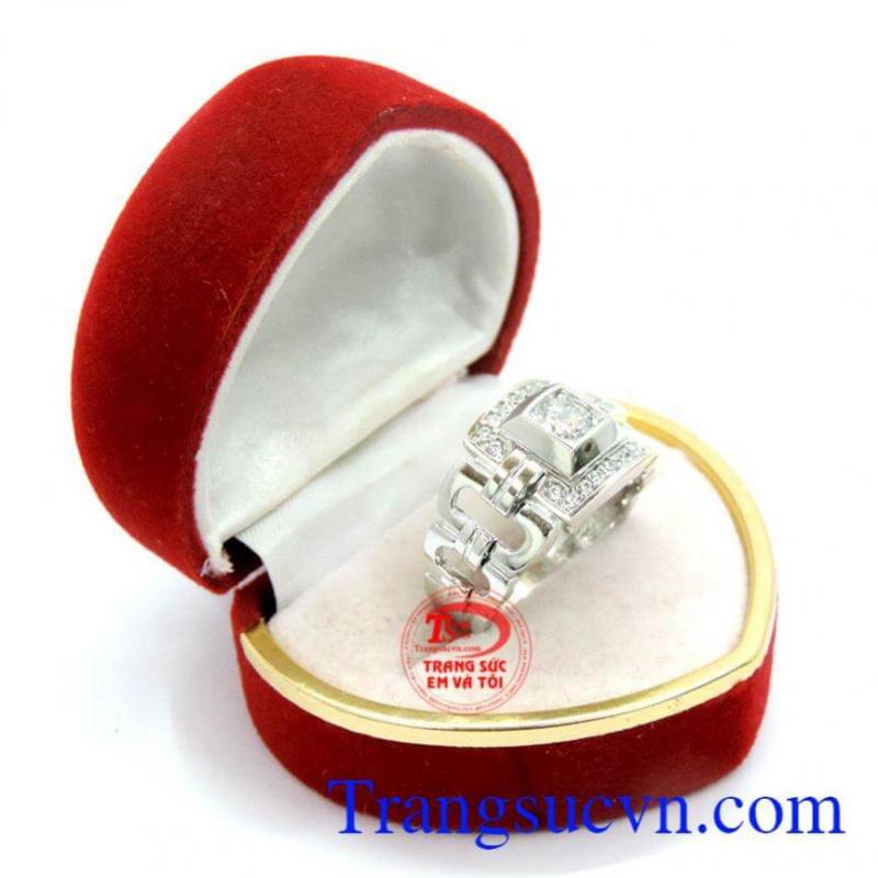 Nhẫn nam vàng trắng 10k kiểu đẹp