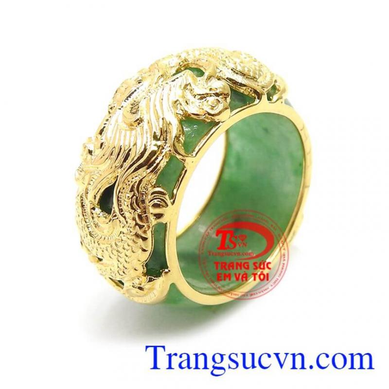 Nhẫn ngọc cẩm thạch bọc rồng 10k