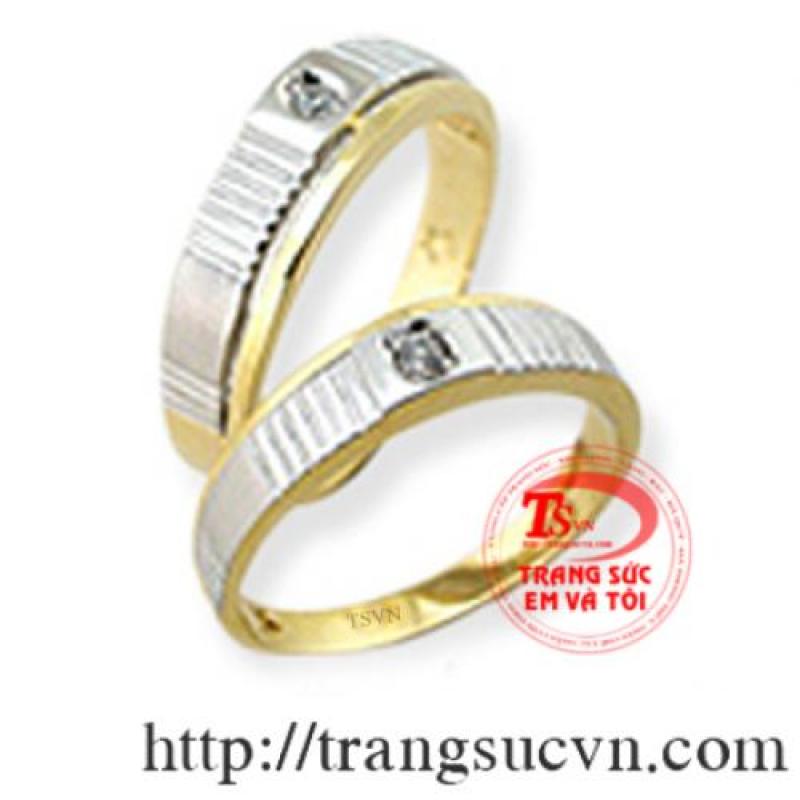 Nhẫn cưới vàng trắng sáng bóng