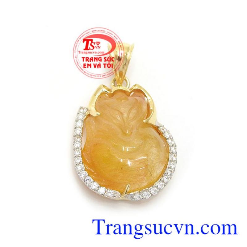 Mặt dây hồ ly thạch anh tóc vàng