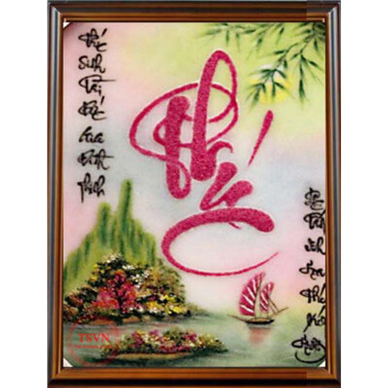 Tranh đá quý chữ PHÚC phong thủy