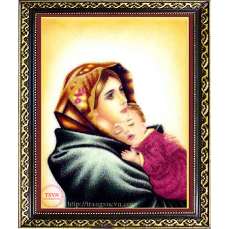Tranh đá quý Đức Mẹ Và Chúa Hài Đồng