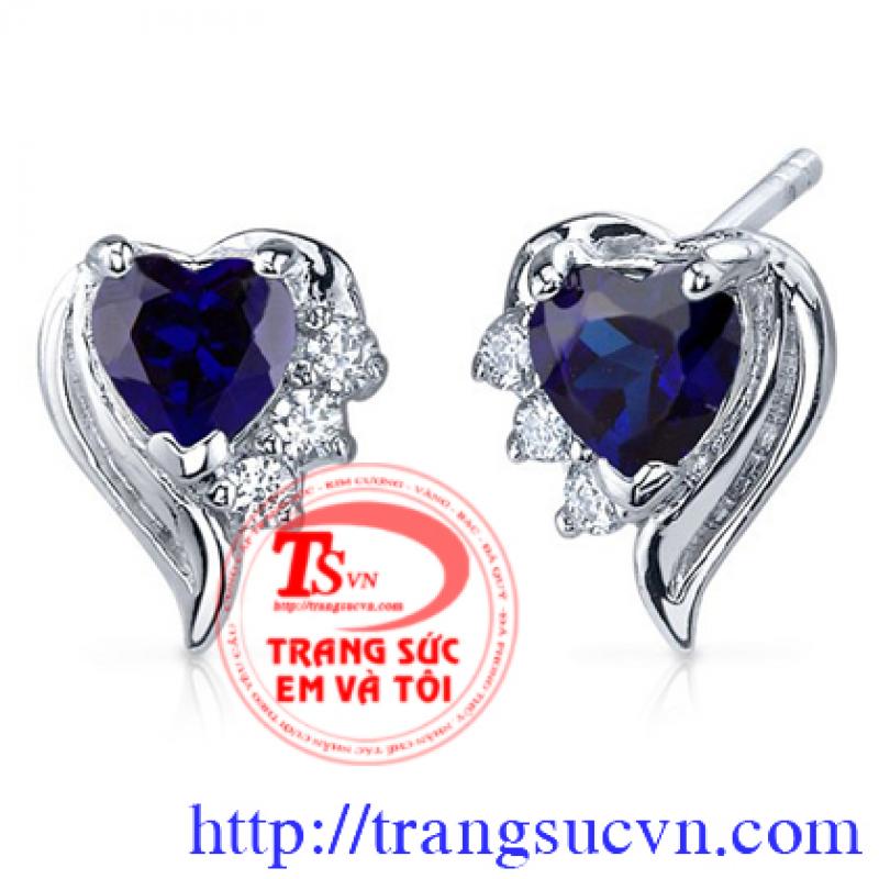 Hoa tai vàng trắng Saphire