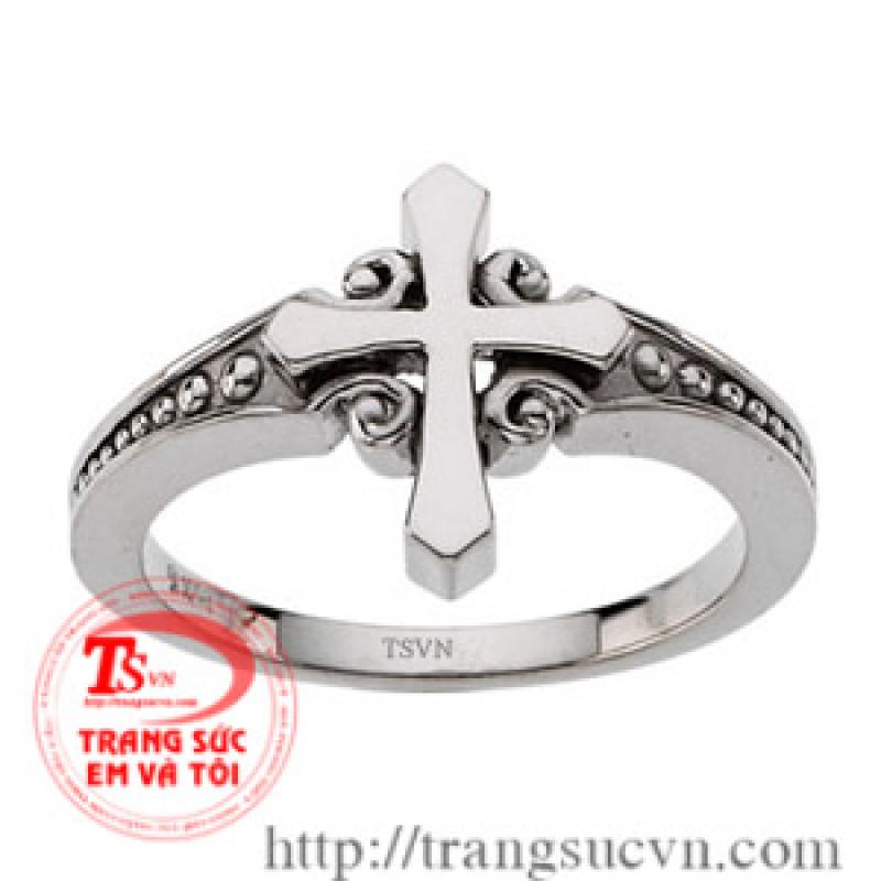 Nhẫn vàng trắng thập tự giá