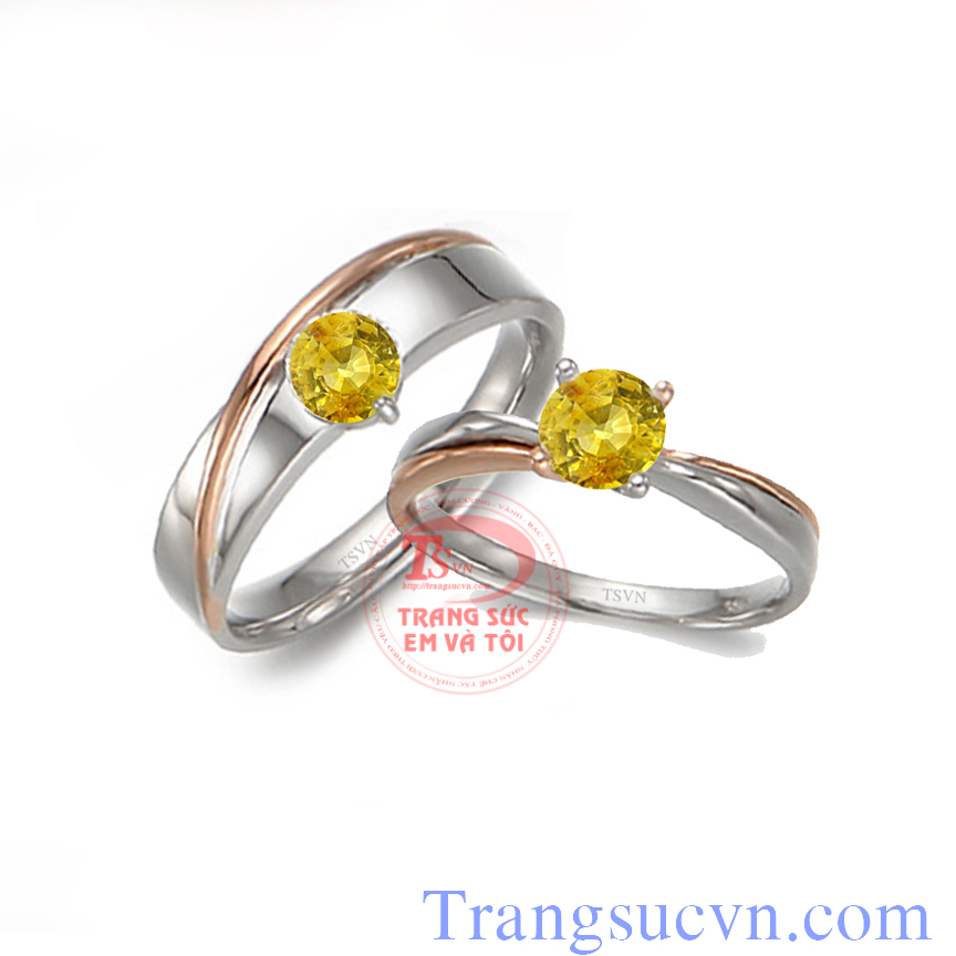 Nhẫn cưới đá sapphire vàng
