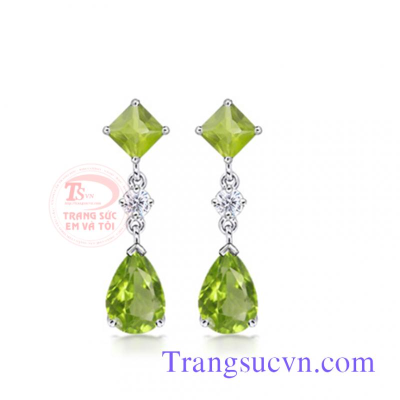 Bông tay vàng trắng peridot