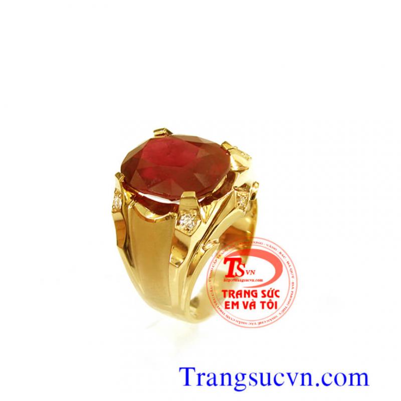 Nhẫn ruby thiên nhiên vàng tây 14k