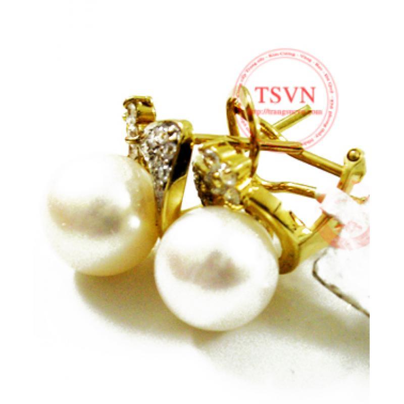 Bông tai vàng ngắn ngọc trai