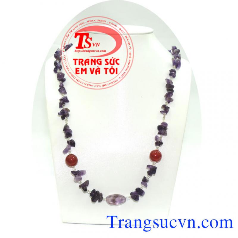 Chuỗi vòng thạch tím+trắng+Mã não đỏ