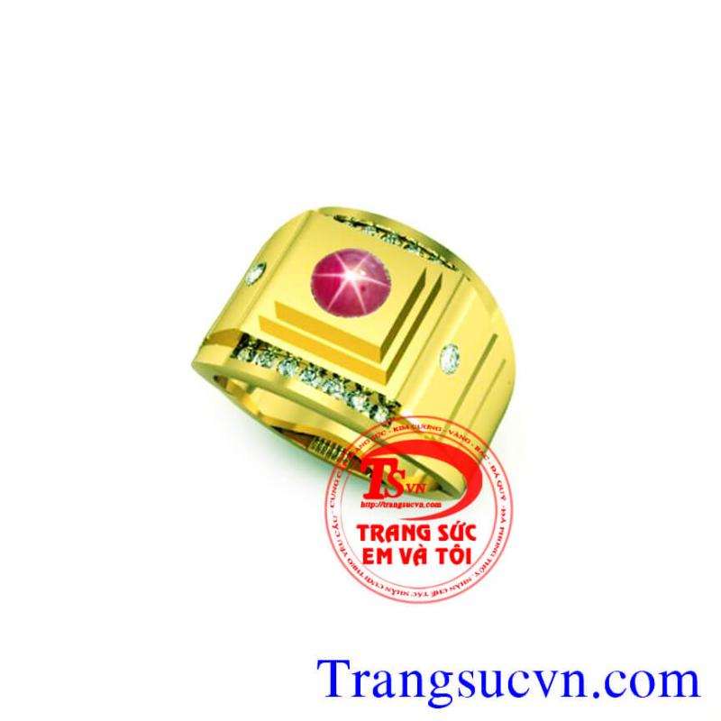 Nhẫn nam vàng tây ruby sao