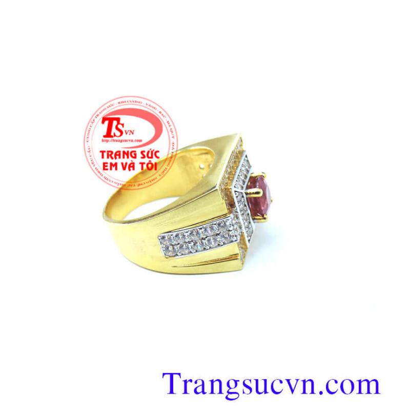Nhẫn nam ruby vàng tây 14k