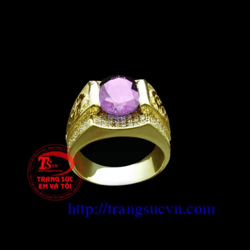 Nhẫn nam vàng Thạch anh tím
