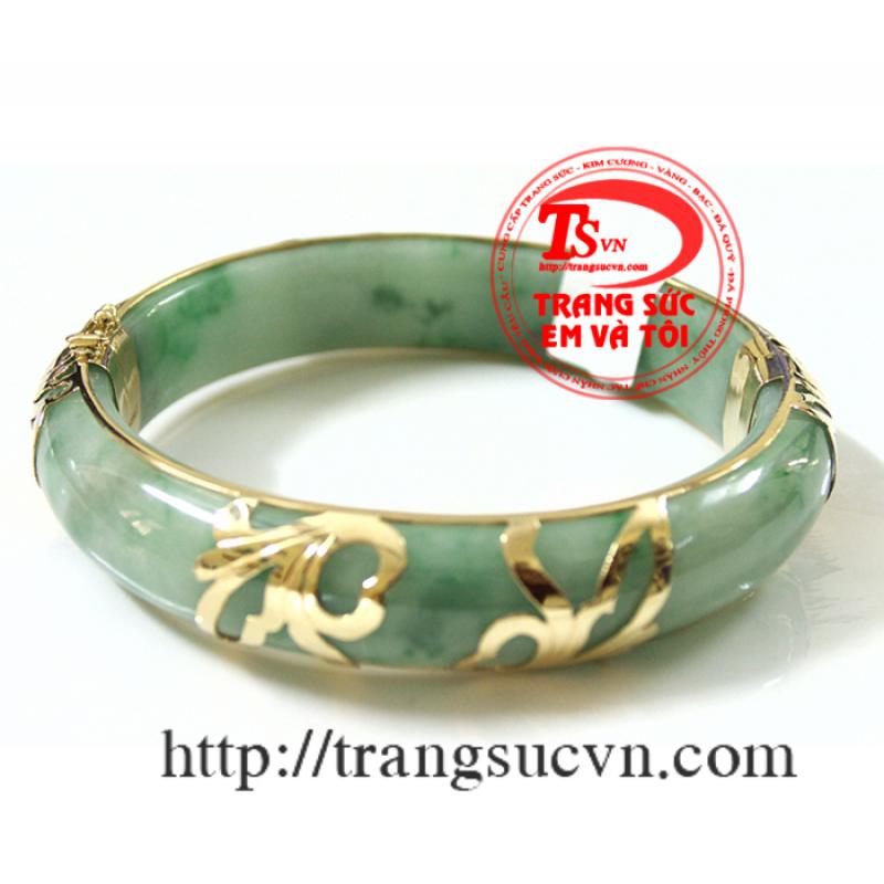 Vòng ngọc jadeite lá hẹ-dát vàng