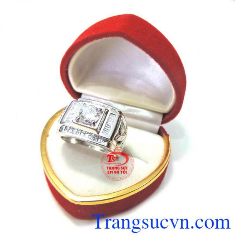 Nhẫn nam vàng 18k trắng