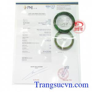 Giấy kiểm định Vòng ngọc tốt cho vận khí