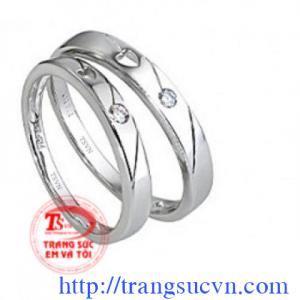 Nhẫn cưới vàng trắng diamond xinh