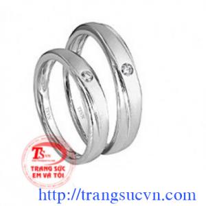 Nhẫn cưới vàng trắng 14k