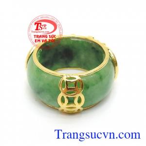 Nhẫn ngọc cẩm thạch bọc rồng 10k
