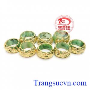 Nhẫn ngọc cẩm thạch bọc rồng 10k