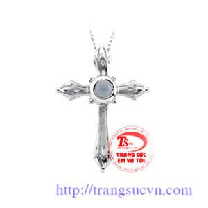 Mặt thánh giá vàng trắng 14k