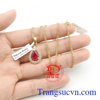 Bộ dây chuyền ruby vàng tây