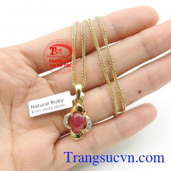 Bộ dây vàng gắn đá ruby mệnh hỏa