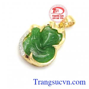 Mặt dây hồ ly ngọc cẩm thạch xanh