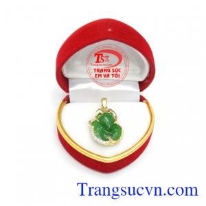 Mặt dây hồ ly ngọc cẩm thạch xanh