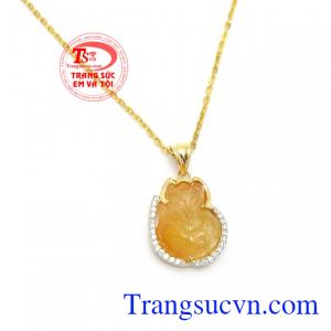 Mặt dây hồ ly thạch anh tóc vàng