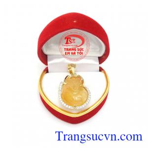 Mặt dây hồ ly thạch anh tóc vàng