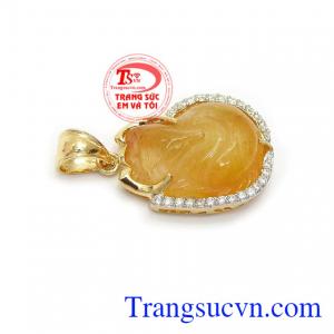 Mặt dây hồ ly thạch anh tóc vàng